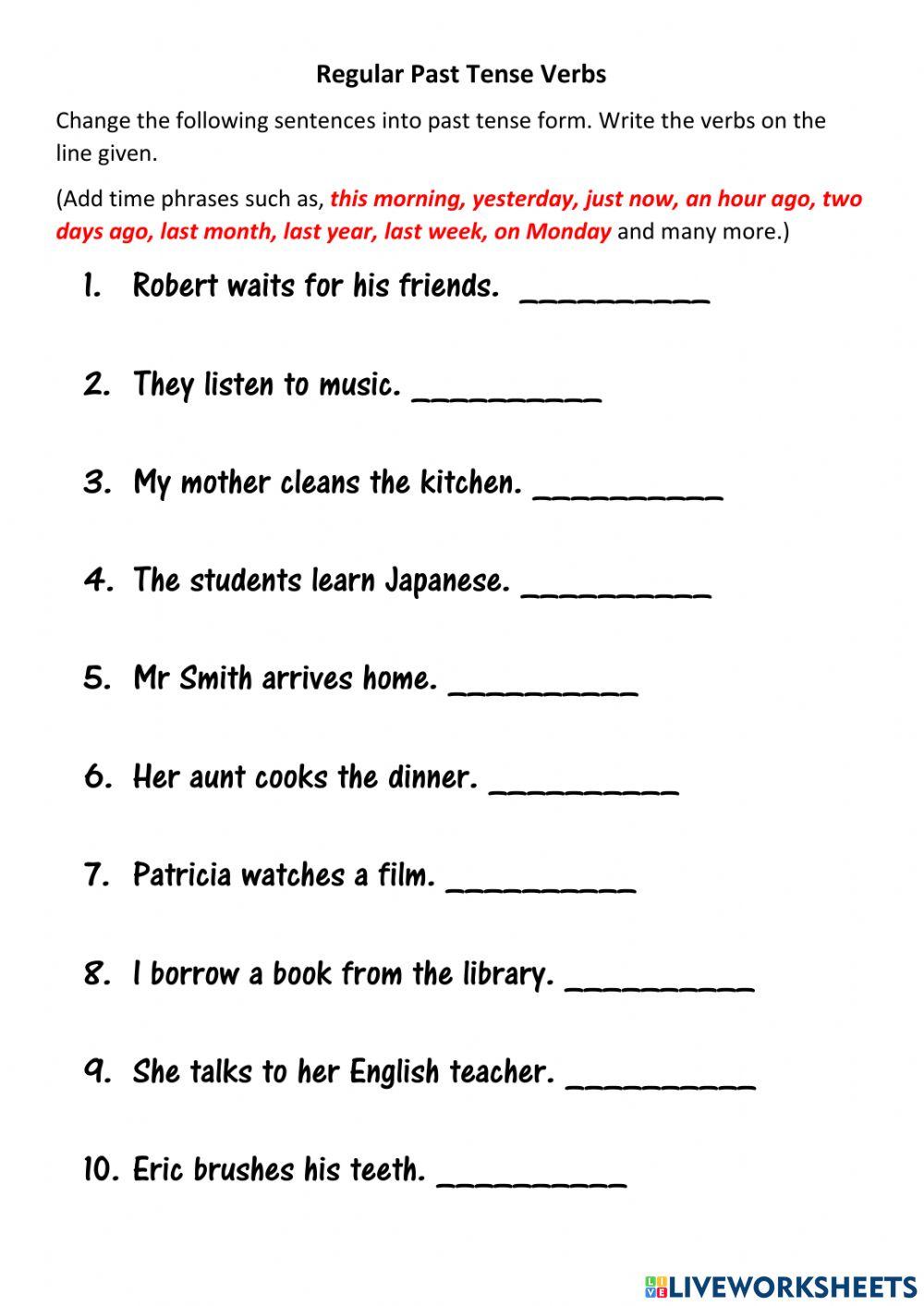 Regular Verbs - Simple Past Tense