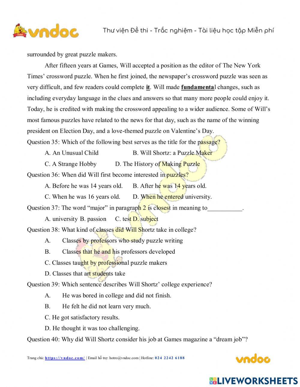 Đề thi tốt nghiệp THPT  2021 - mẫu đề 4