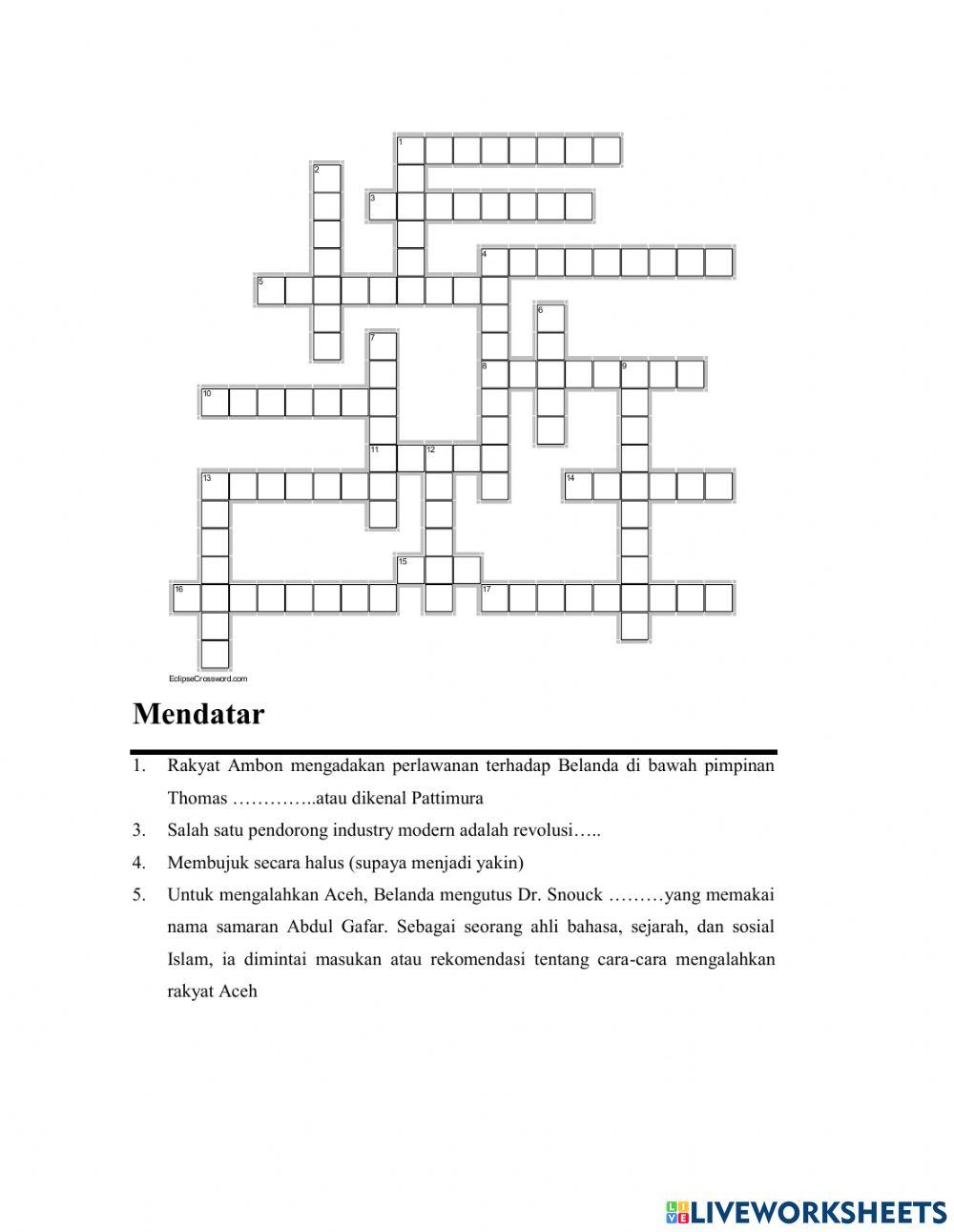 Crossword IPS Bagian Random Ke 97 worksheet Live Worksheets