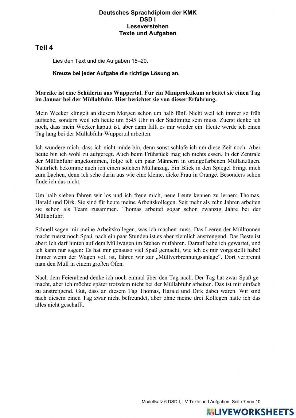 Dsd i modelsatz 6 leseverstehen