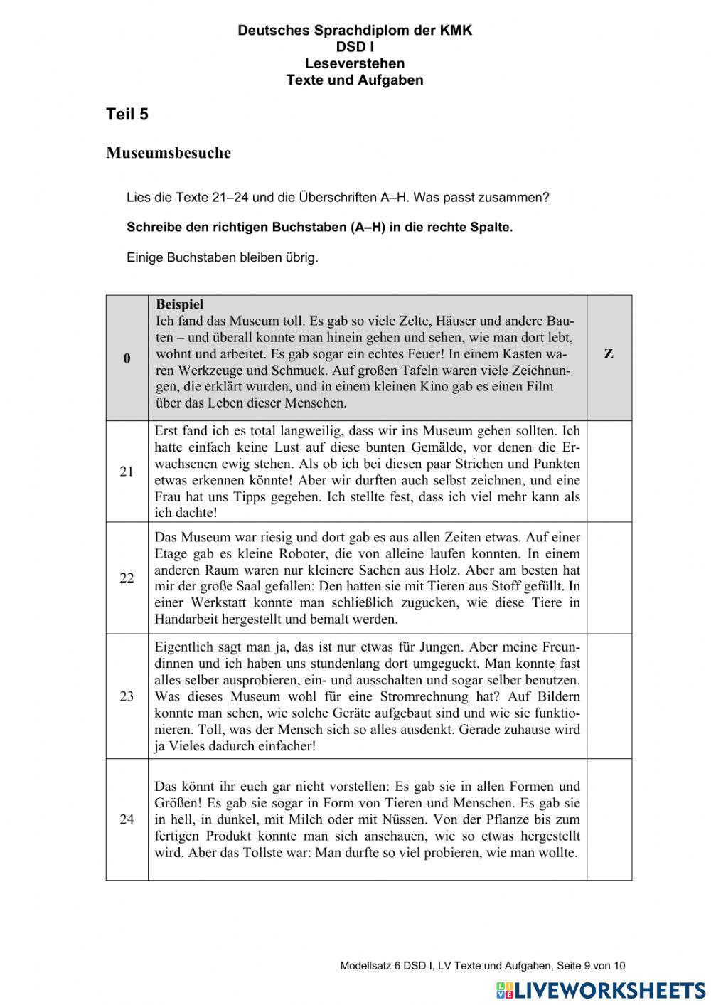 Dsd i modelsatz 6 leseverstehen