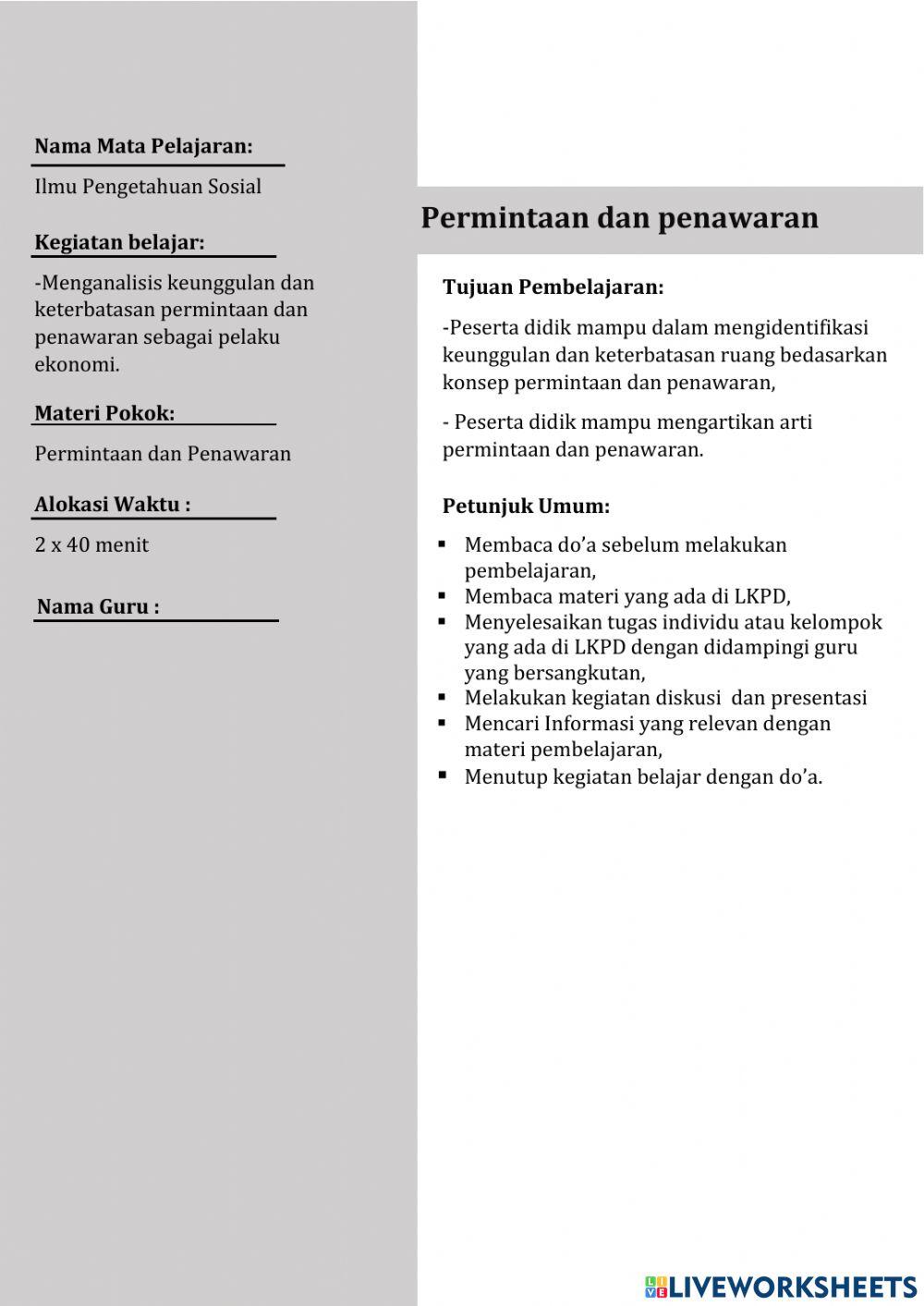 Materi Permintaan dan Penawaran