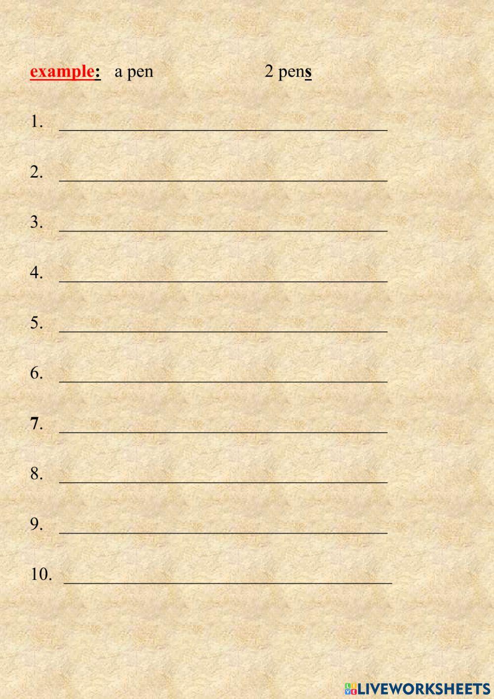 Plural forms of nouns