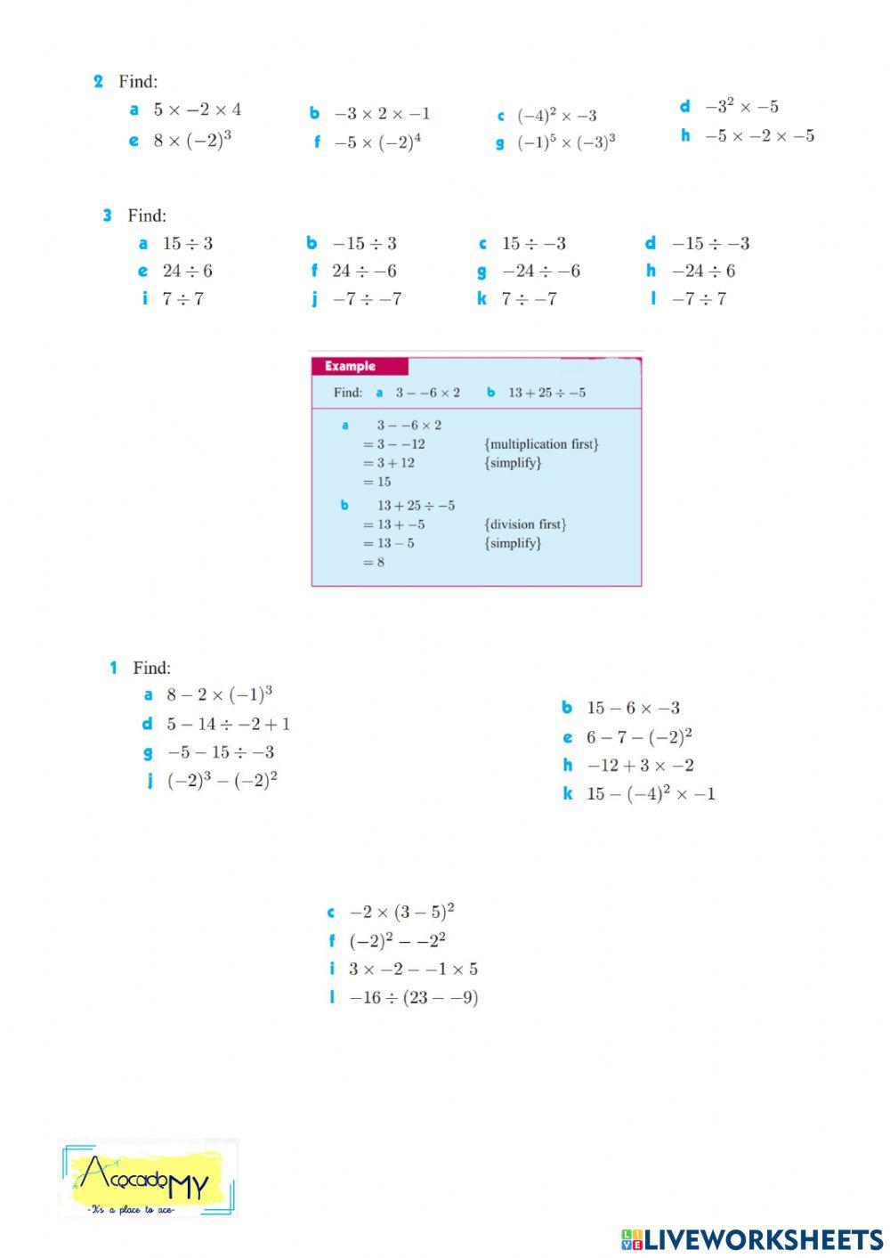 1740593 | Integers | Yakub Susanto | LiveWorksheets