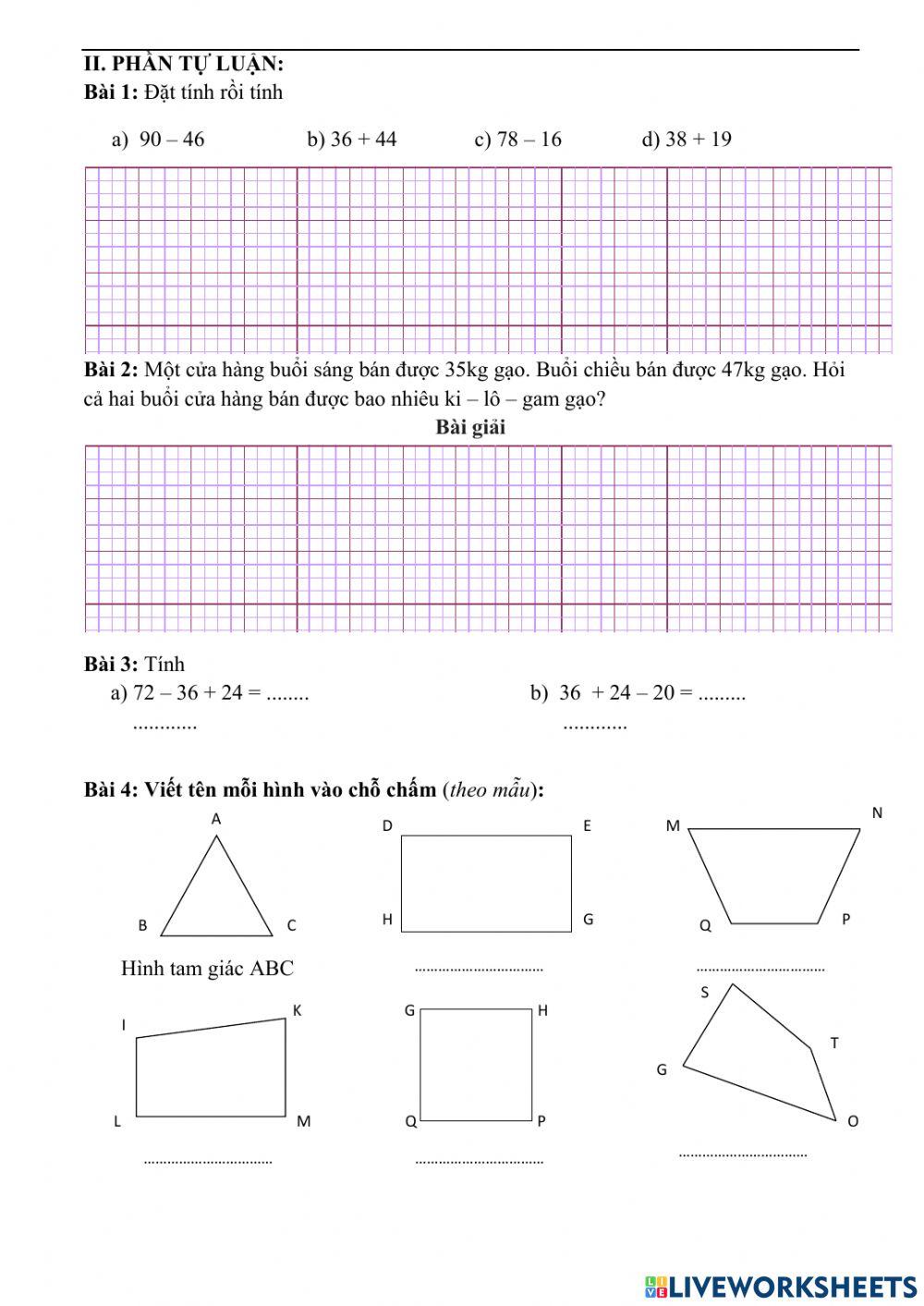 Ôn tập cuối học kì 1