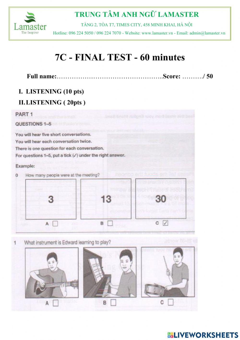 7c exercise | Live Worksheets