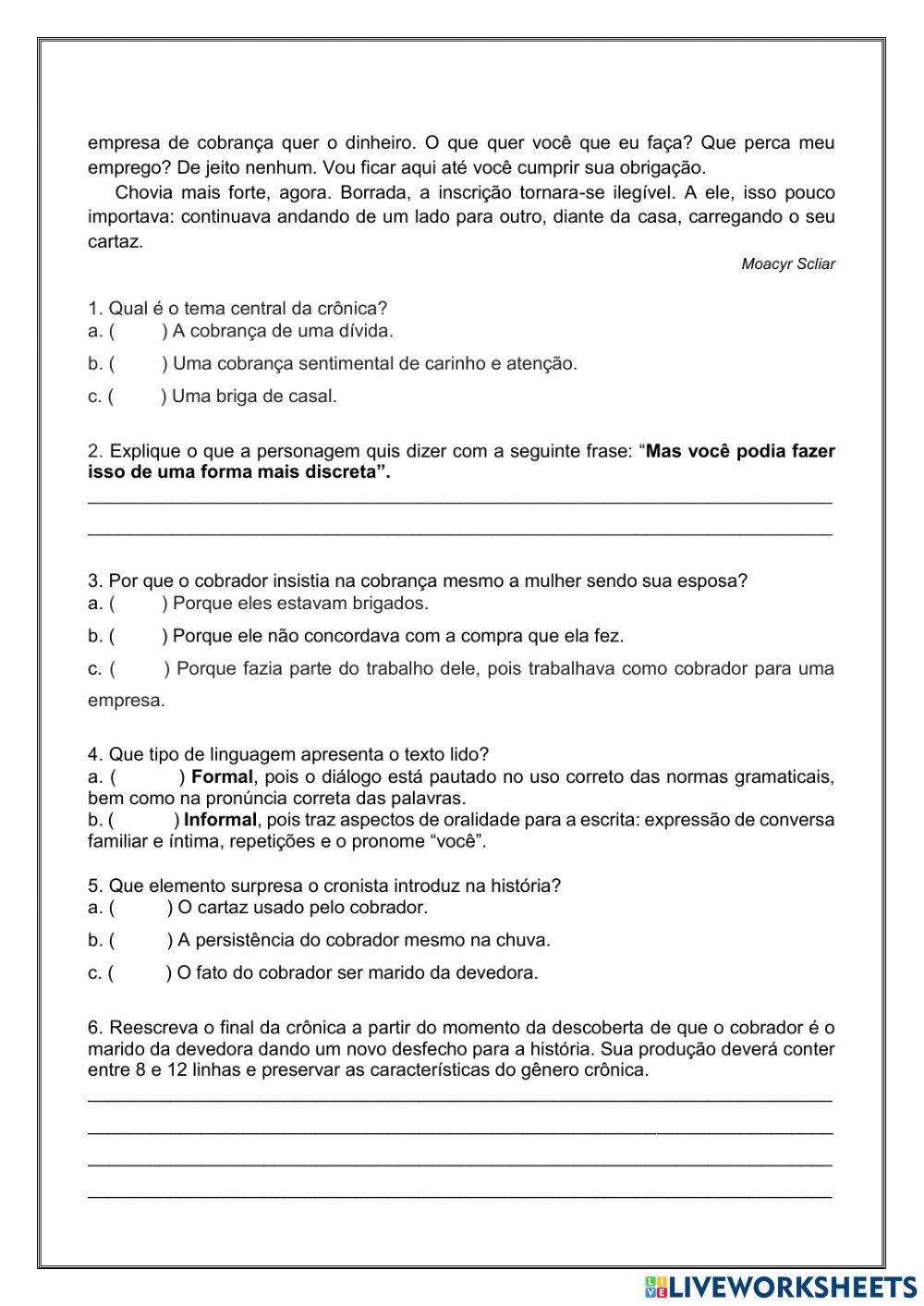 Crônica: A cobrança