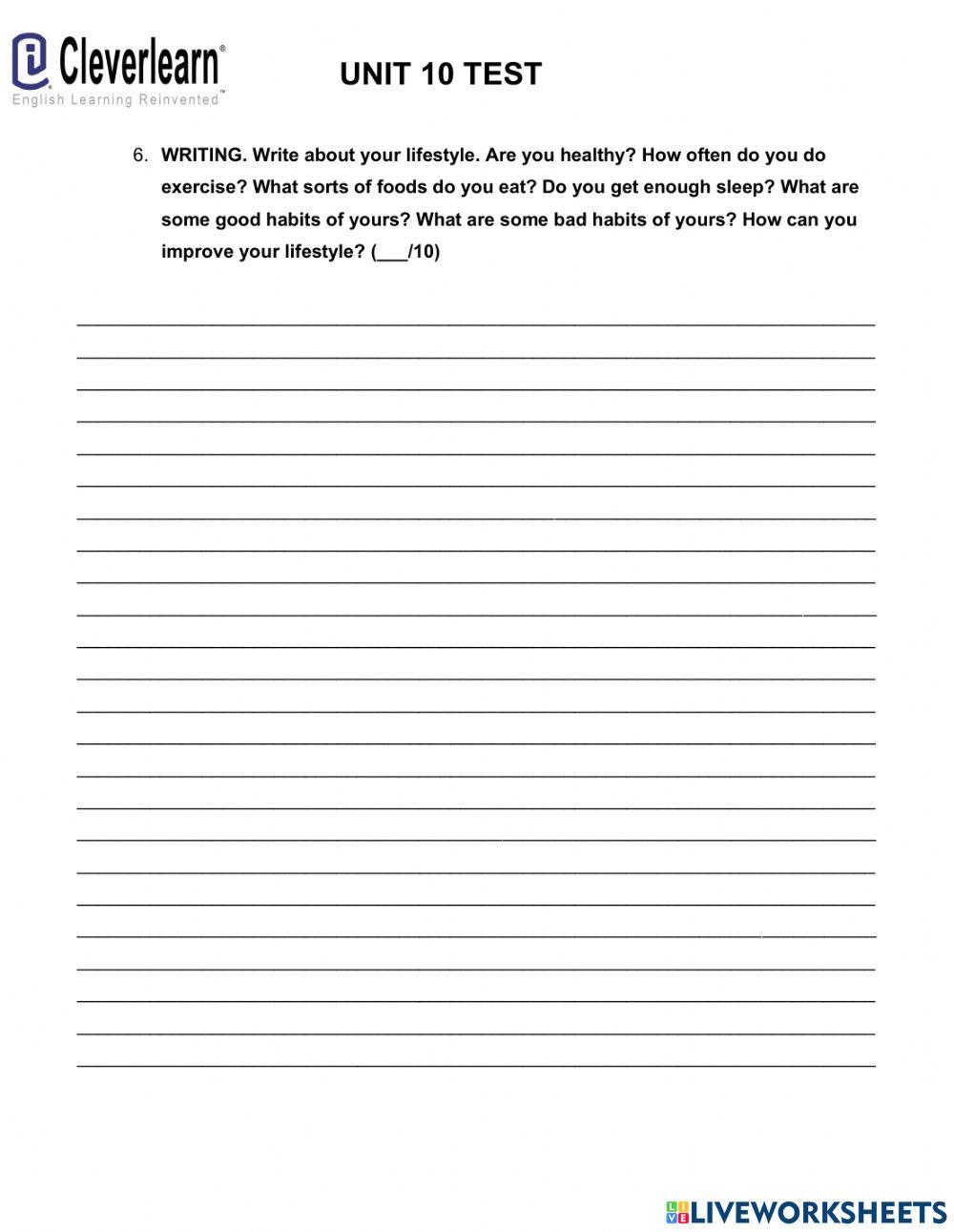 World English 1 test unit 10