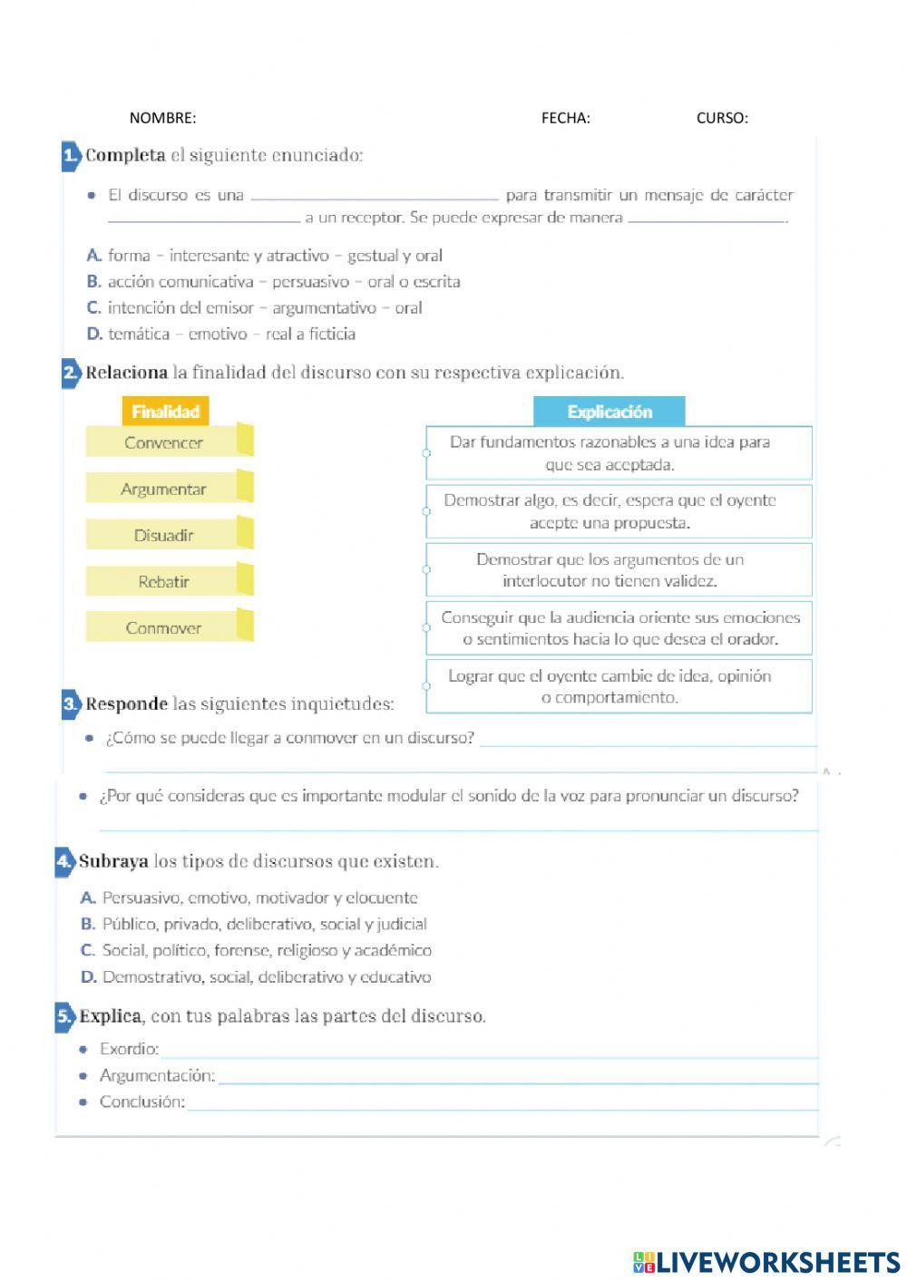 El discurso y sus tipos
