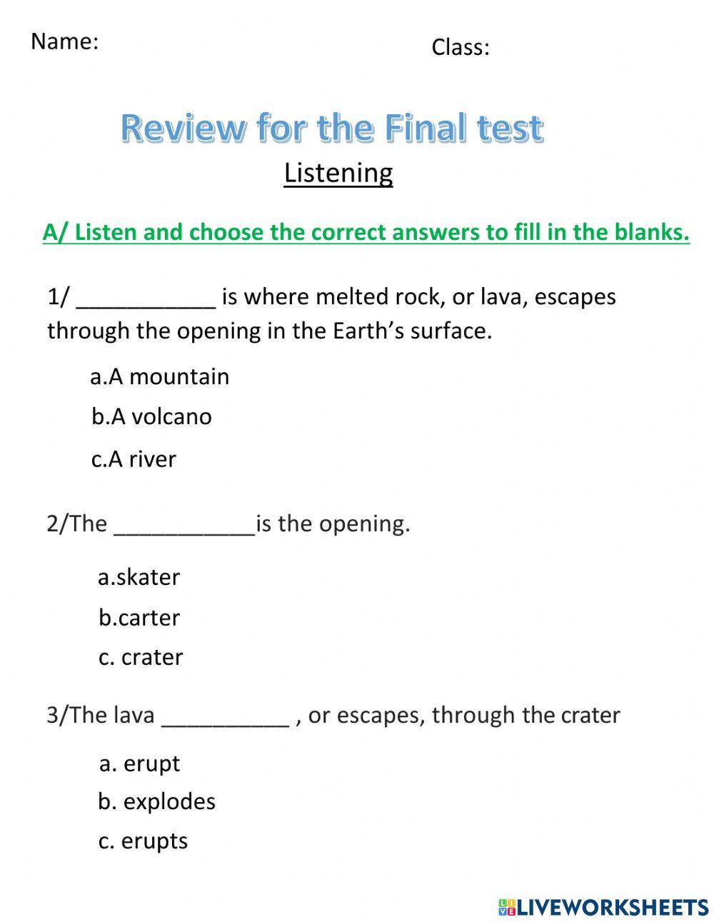 Review for final 1