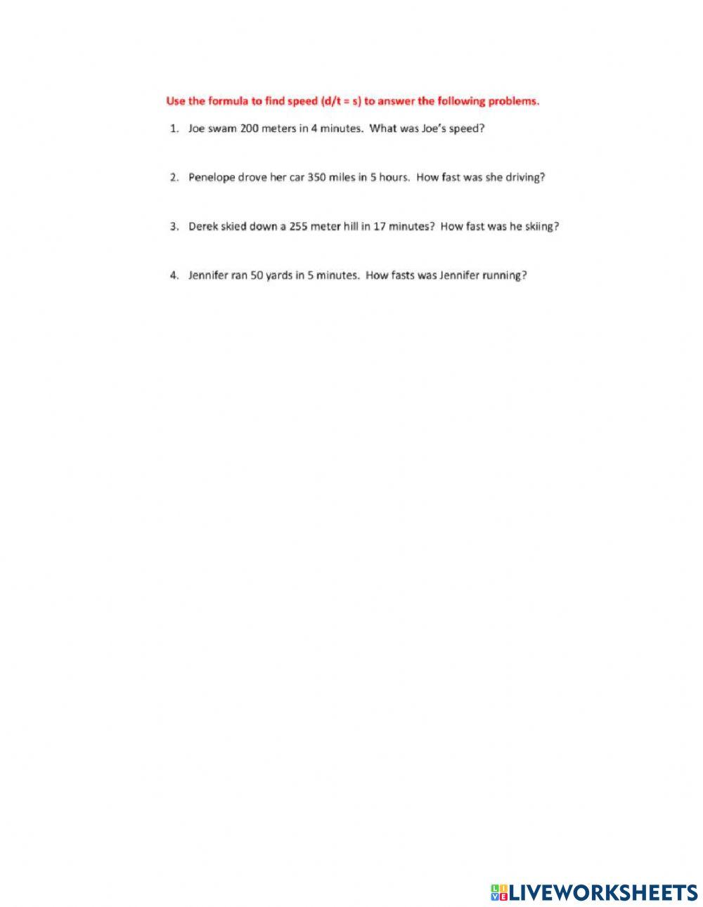 Measuring Motion Worksheet