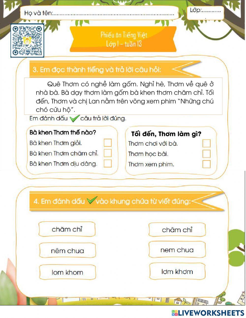 Ôn Tiếng Việt - Tuần 13