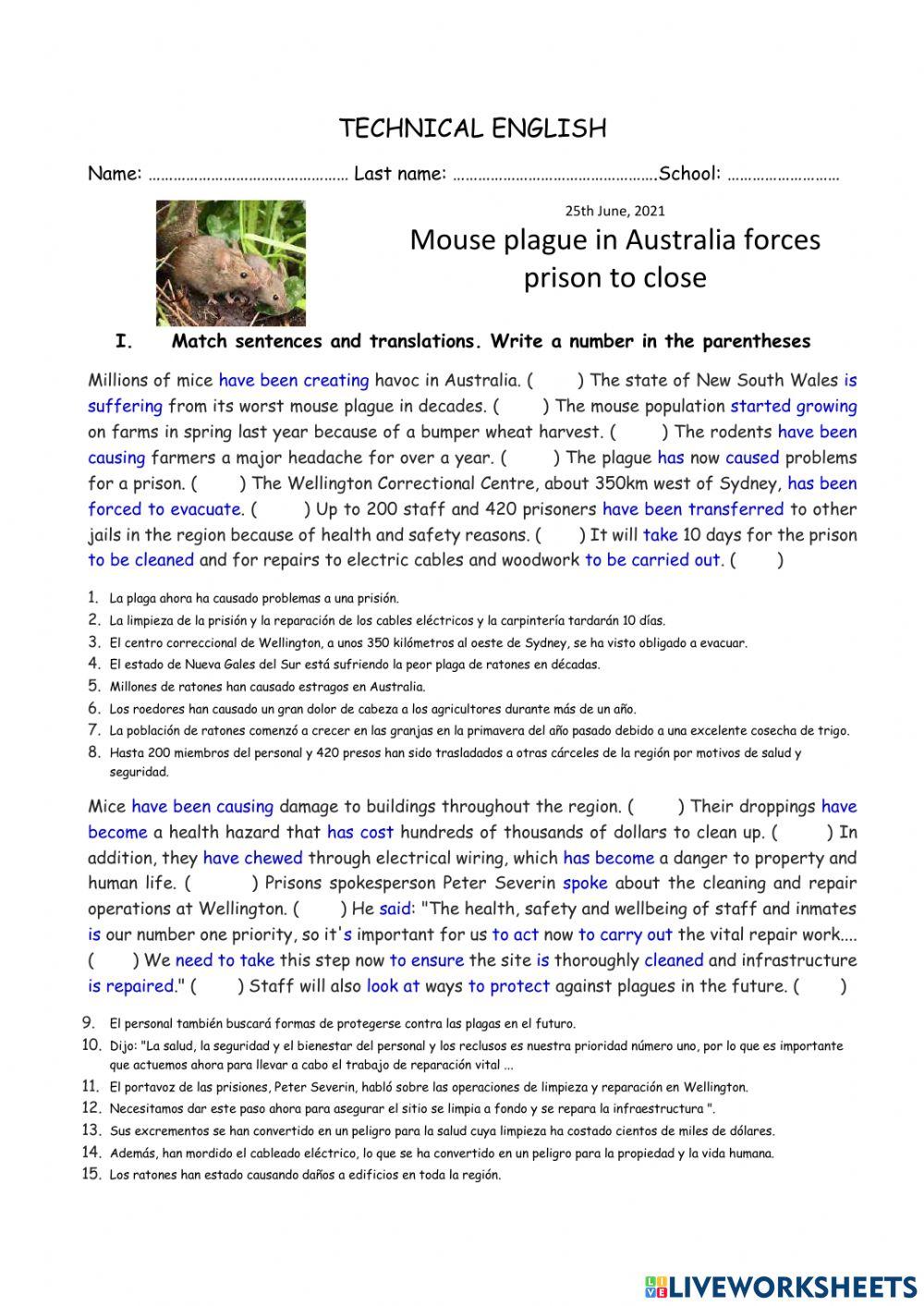 Text- Mouse plague in Australia forces prison to close