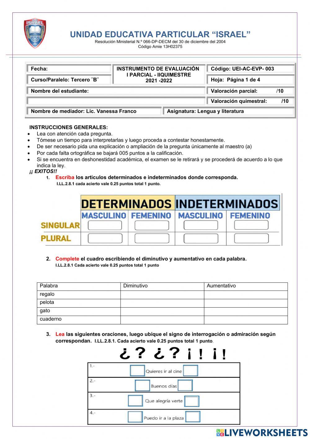 Evaluación de lenguaje