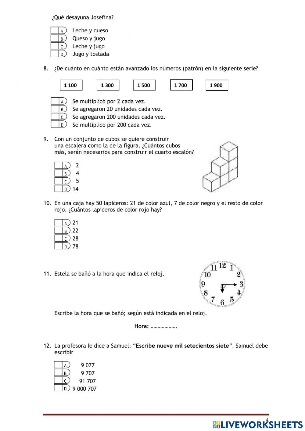Evaluacion de matematica
