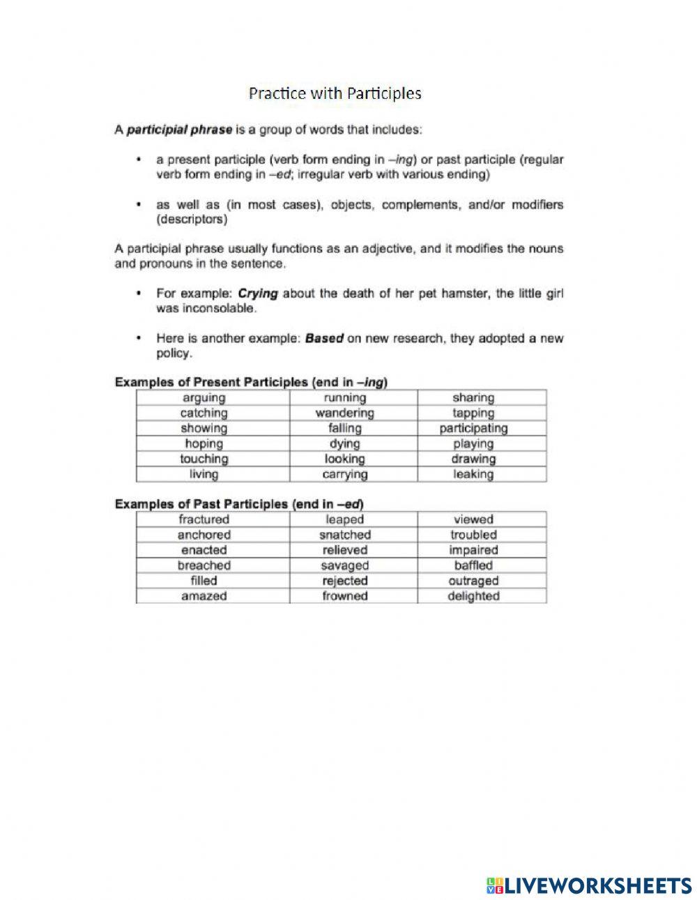 Practice with Participles