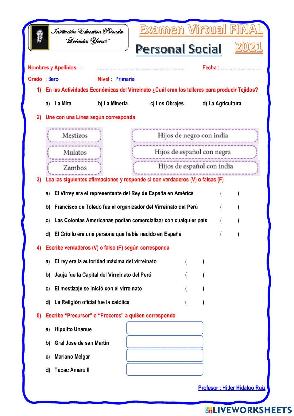 Personal Social 3ero Primaria