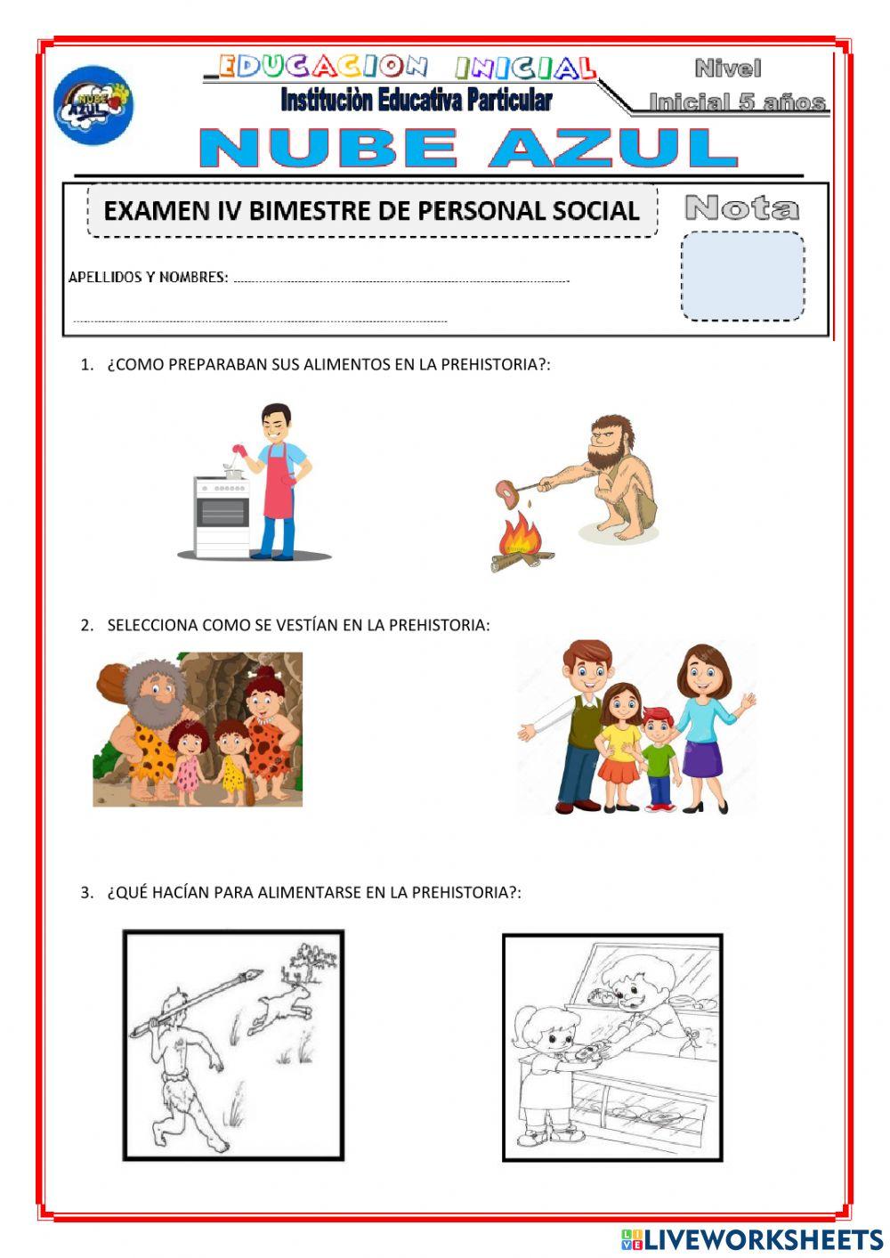 Examen de 5 personal social