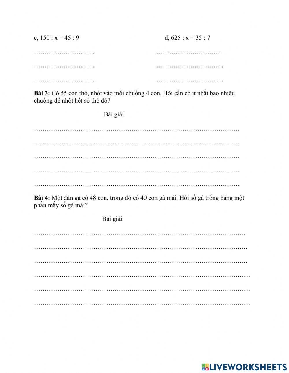 Ôn tập toán lớp 3 - tuần 15