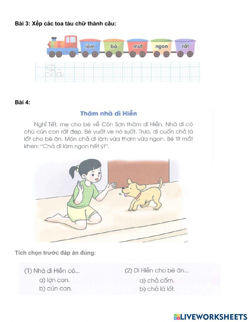 Phiếu ôn tập cuối tuần - TV 1- tuần 15