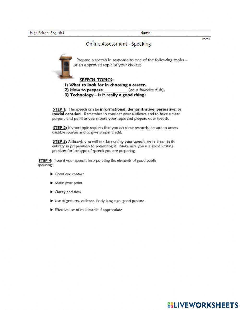 Online Assessment - Speaking