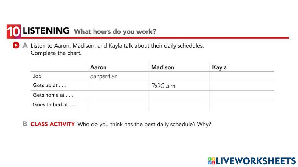Interchange 1 - listening activity - unit 2