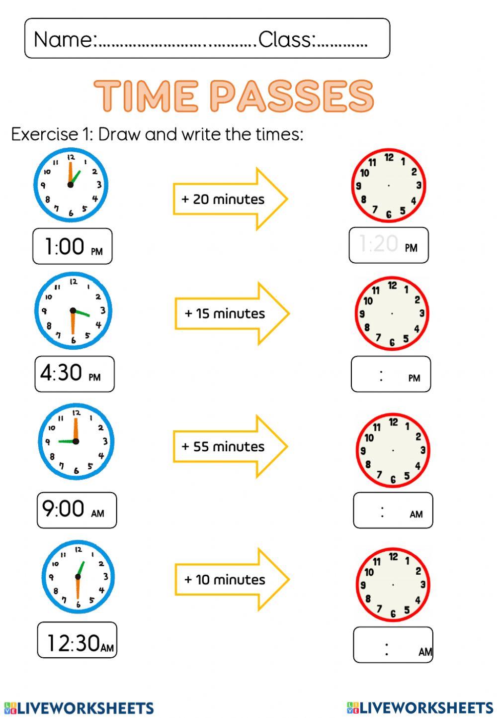 Elapsed time interactive exercise Live Worksheets