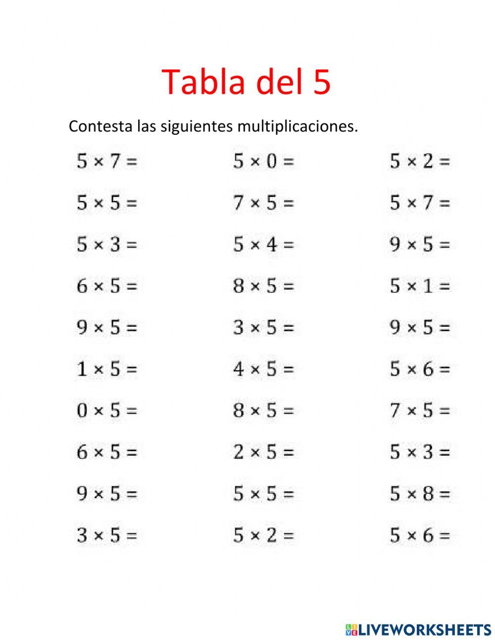 Tabla del 5