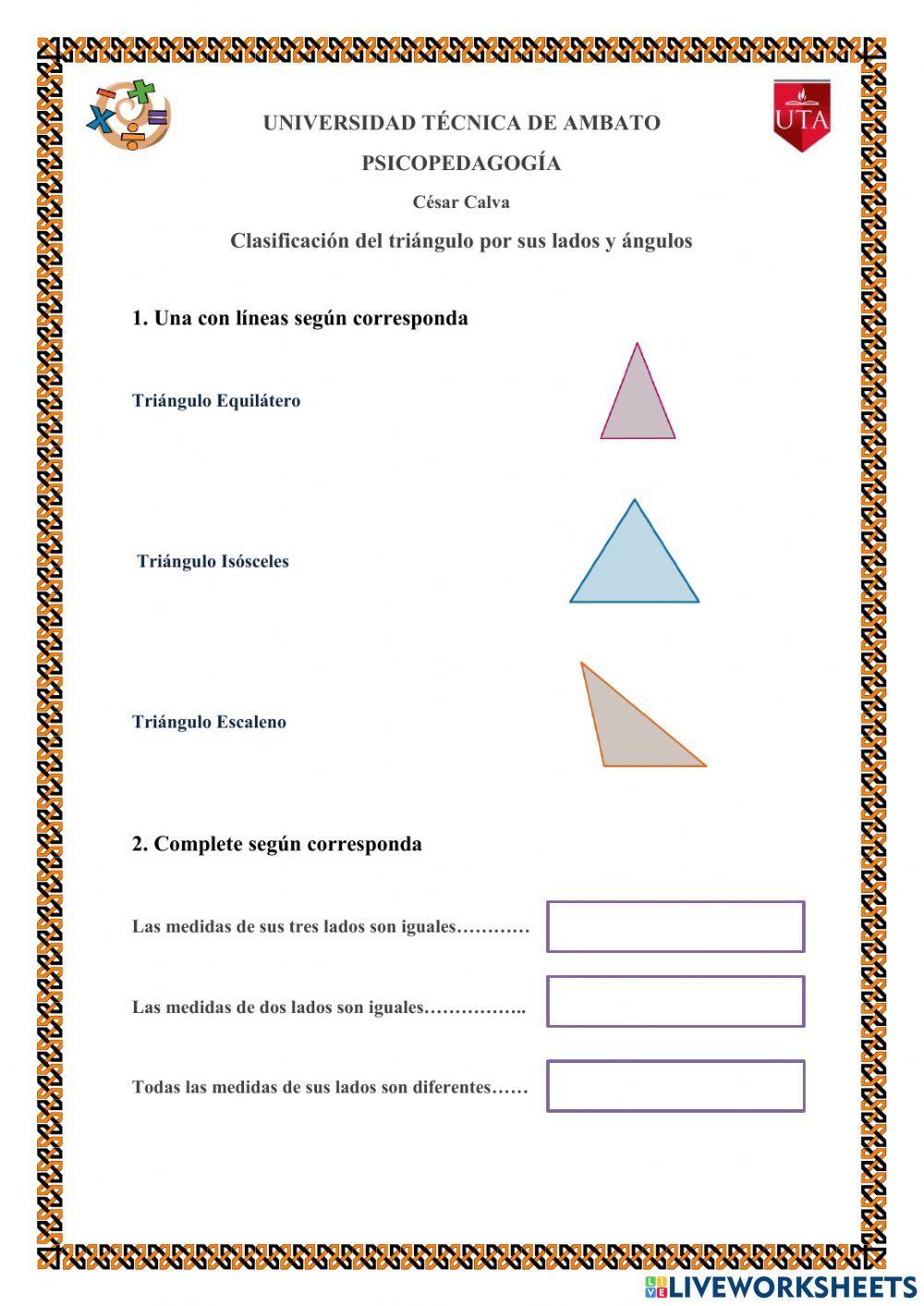 Clasificación del triángulo por sus lados y ángulos