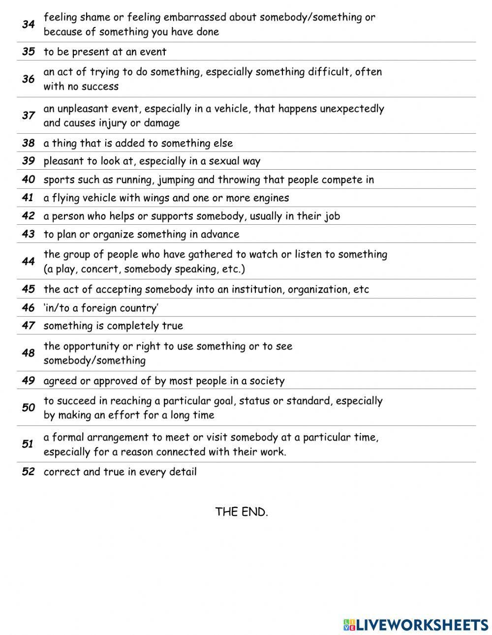 B1 Preliminary Vocabulary – Letter A (II)