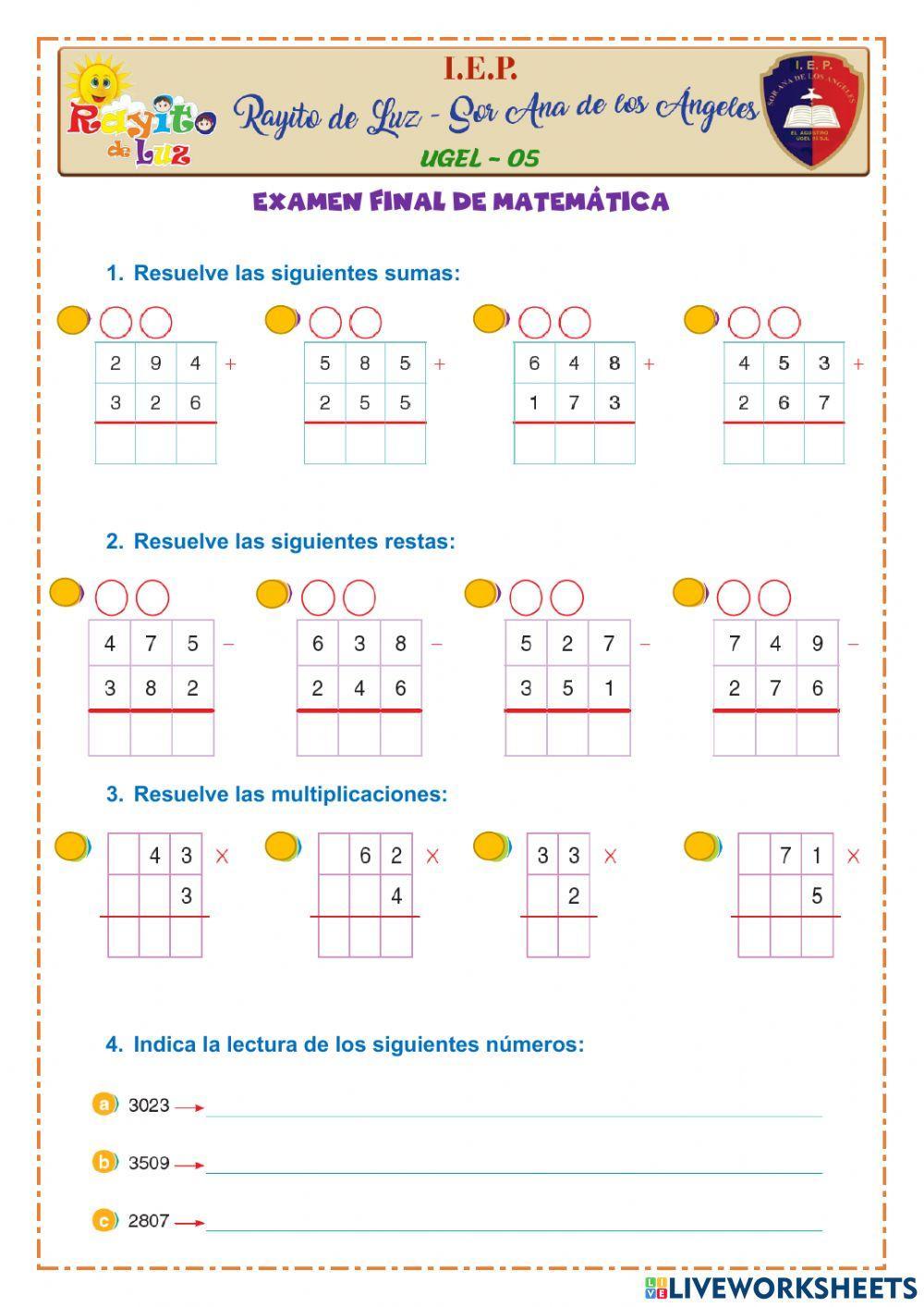 Examen de matematica