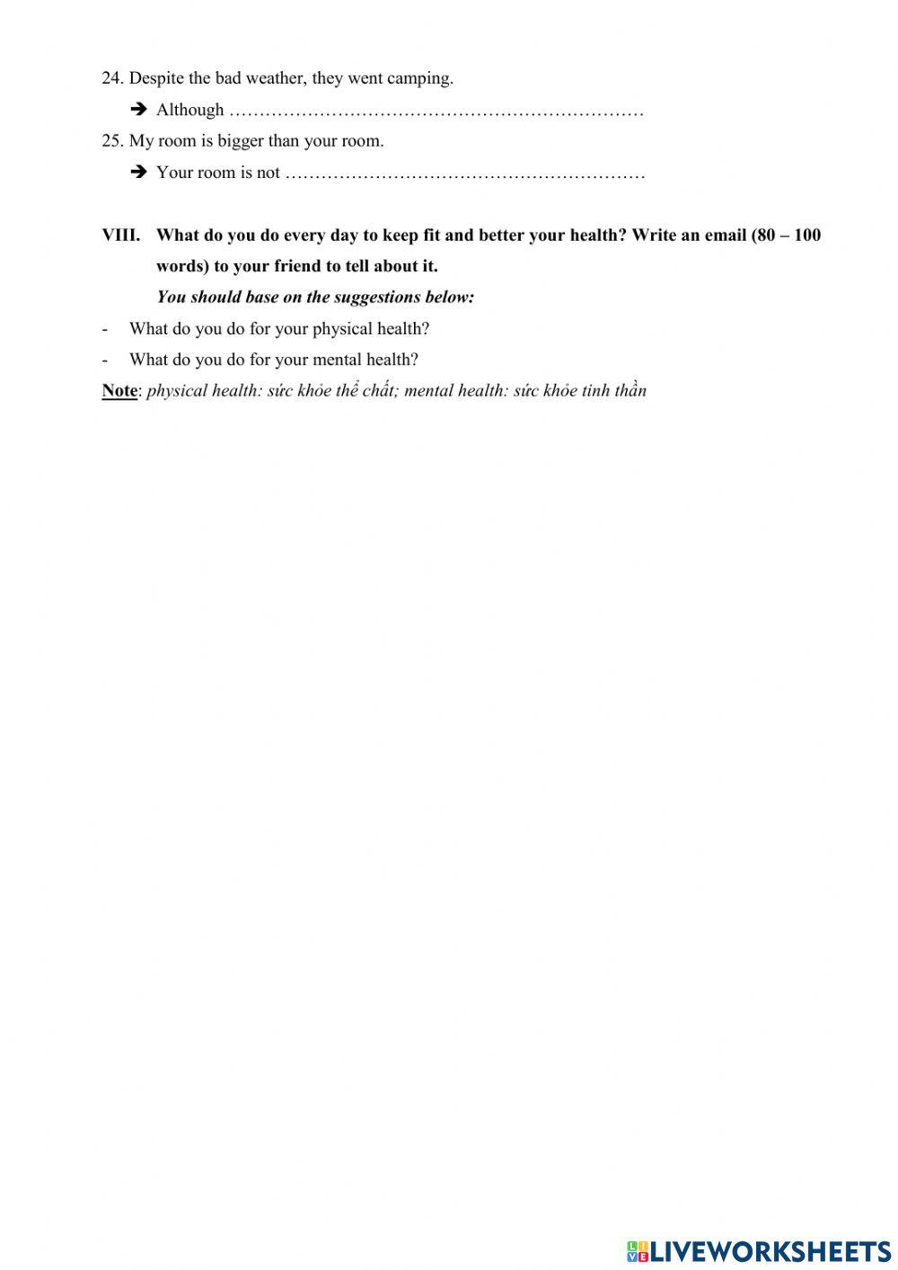 Final test No.3 - First semester