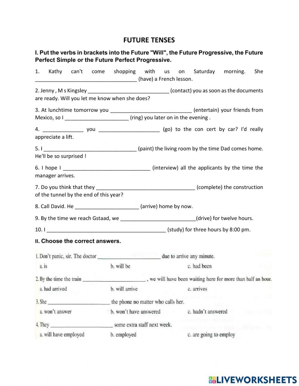 GR7. Future tenses practice.