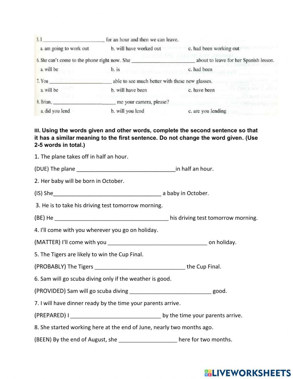GR7. Future tenses practice.