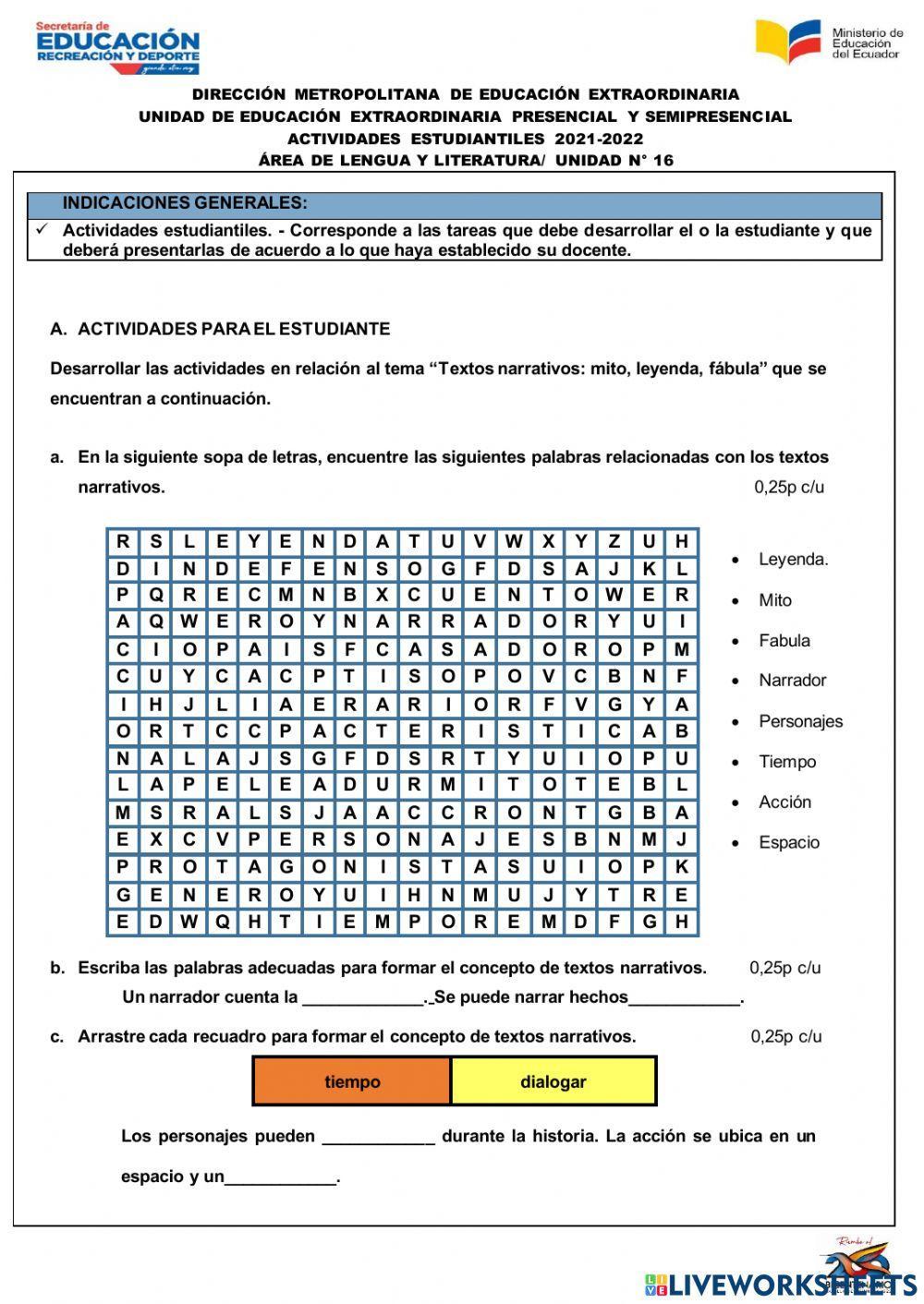 Tarea sem. 16 -  Textos narrativos