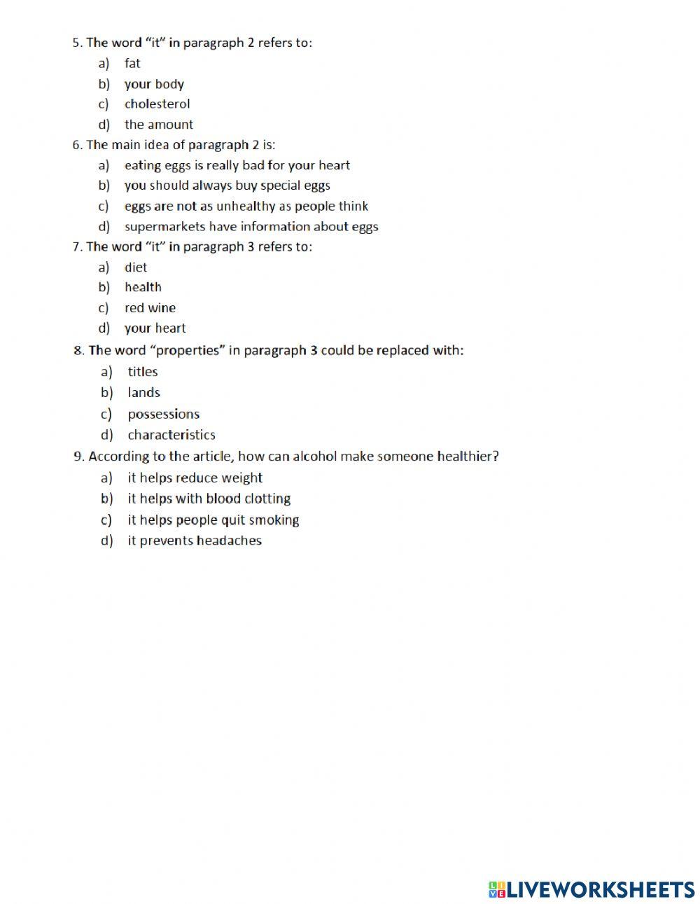 Reading comprehension