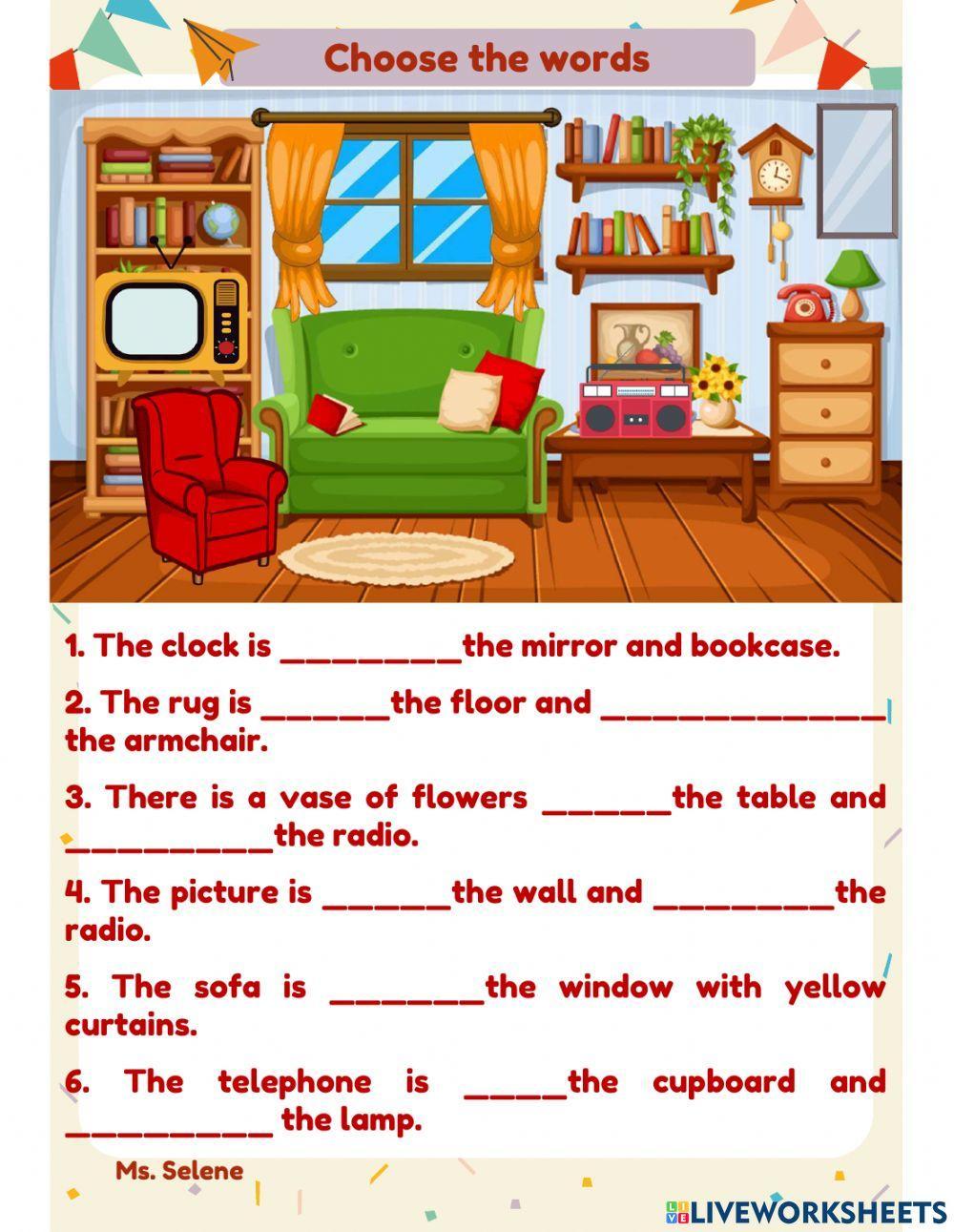 Things In The Living Room Worksheet For