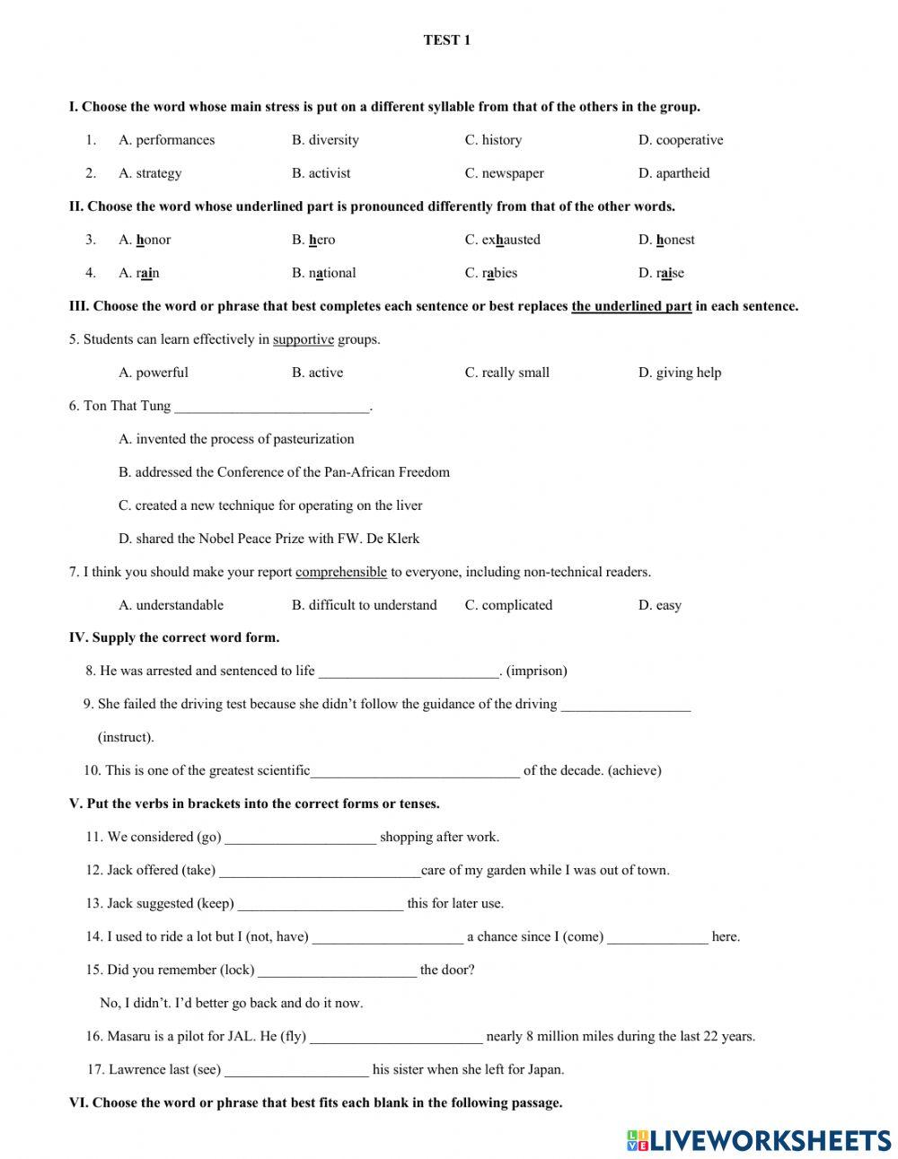 G10-mock test 1 - hk1