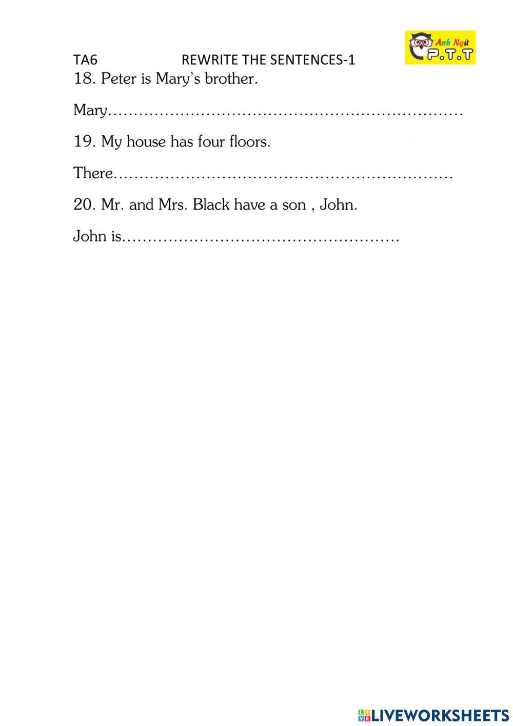 Ta6 rewrite the sentnce