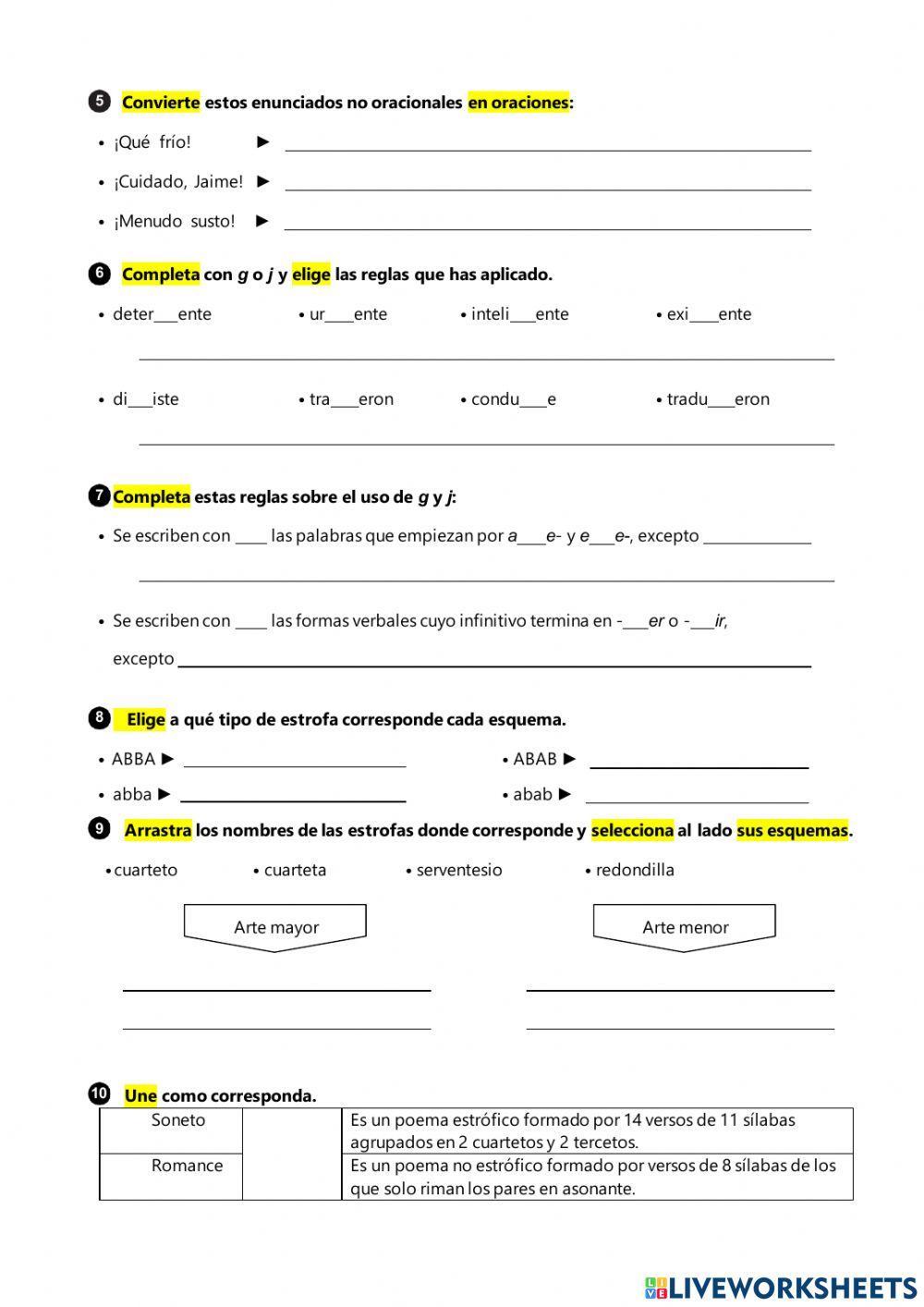Prueba control tema 5 Lengua y Literatura (Santillana)