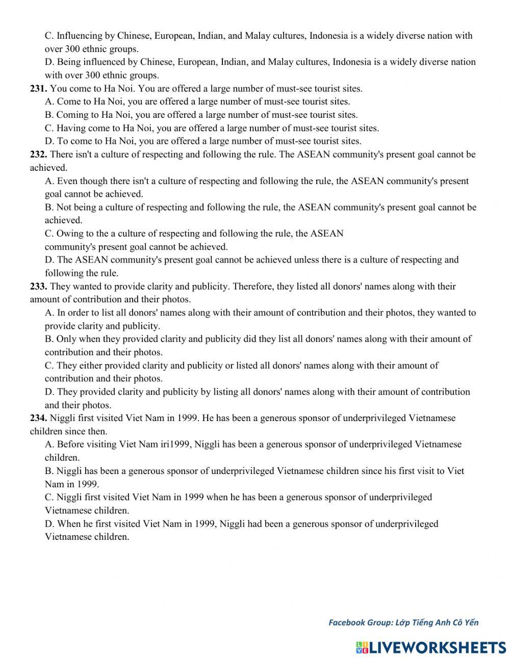 Review for Final term 1 test - Writing