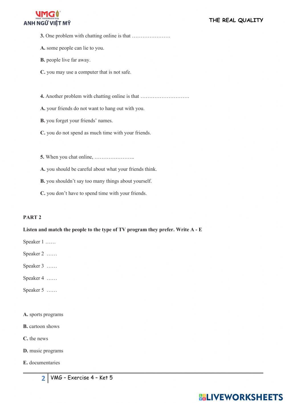 Ket 5 - Online Practice - Test 4