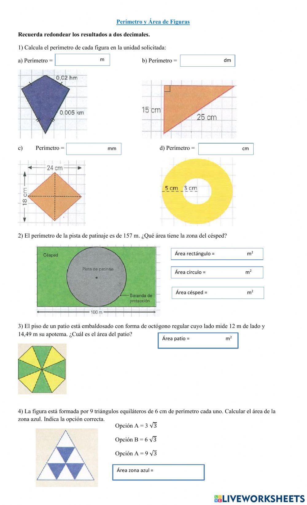Perímetro y área de Figuras