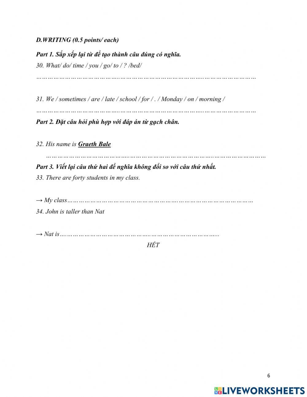 Revisin- english 6 - right on 18.12