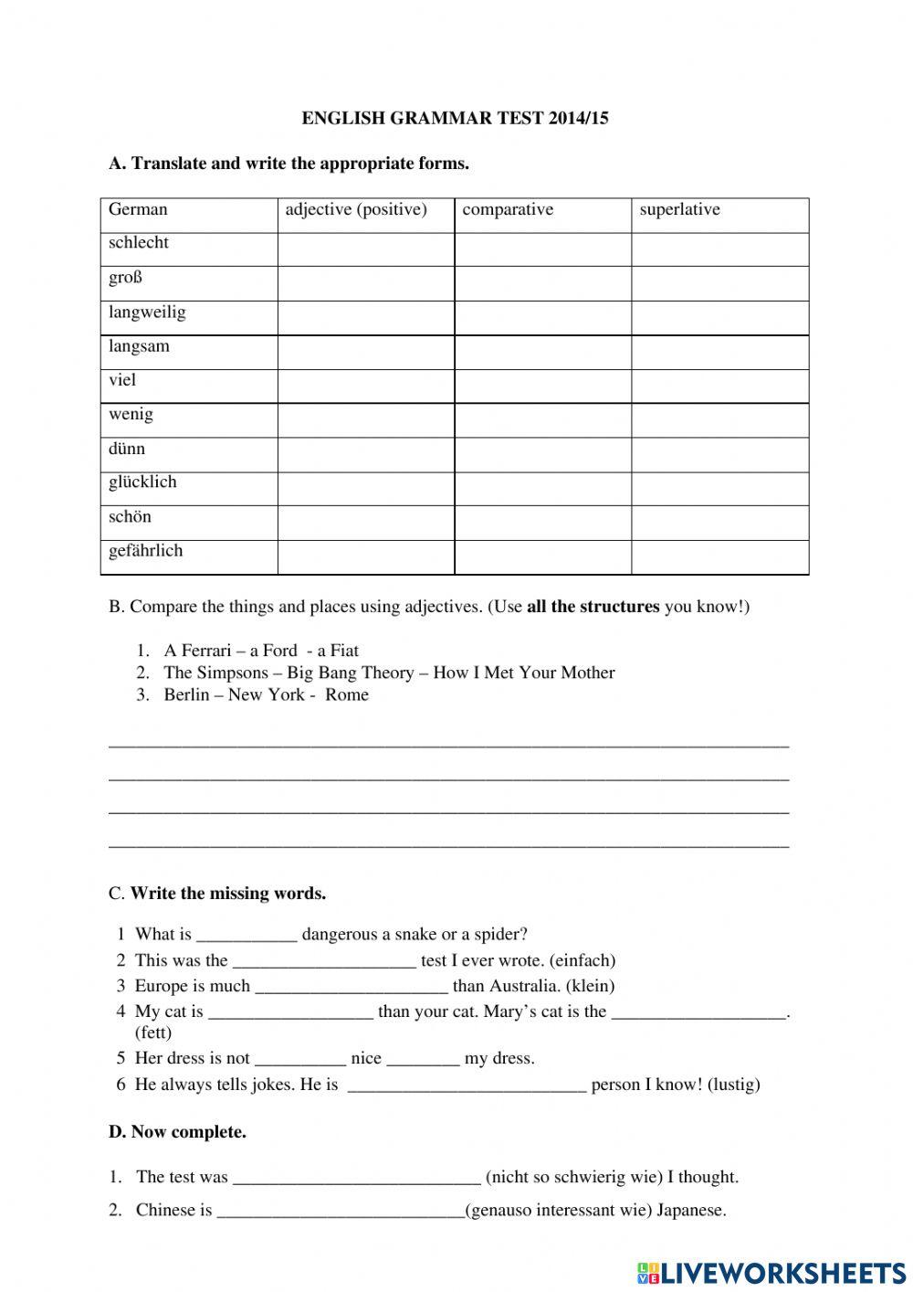 Superlative and Comparative