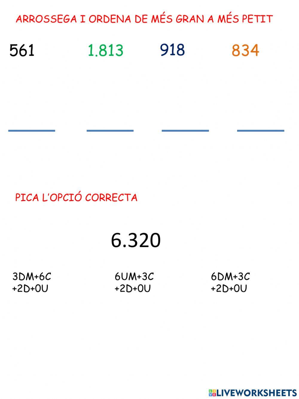 Numeració 3 xifres, rellotge, fraccions