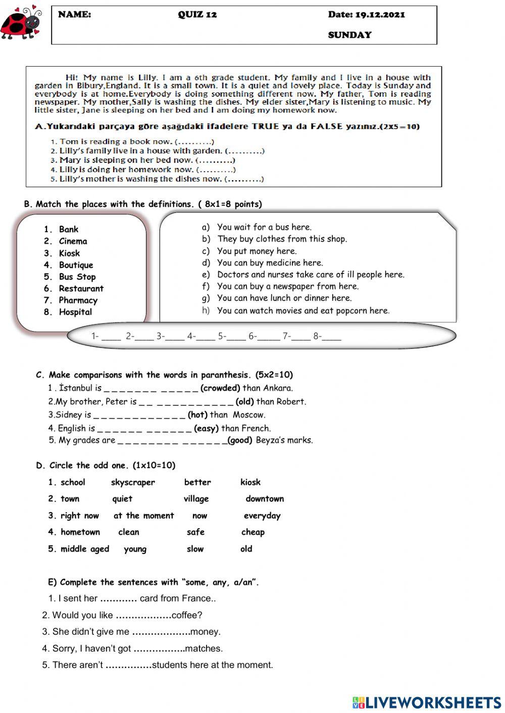 Quiz 12-6th Grade-2021
