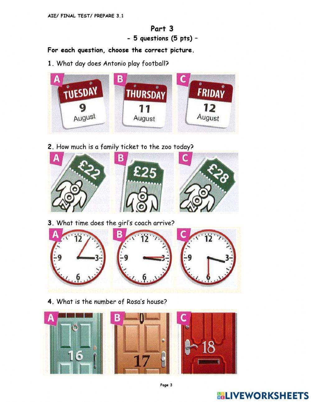 PRE 3.1 LISTENING TEST