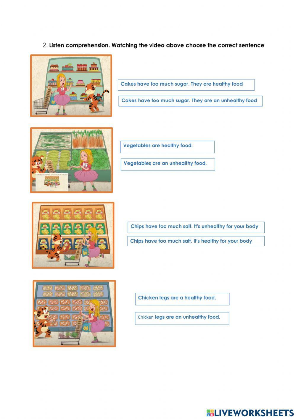 Healthy and unhealthy foods