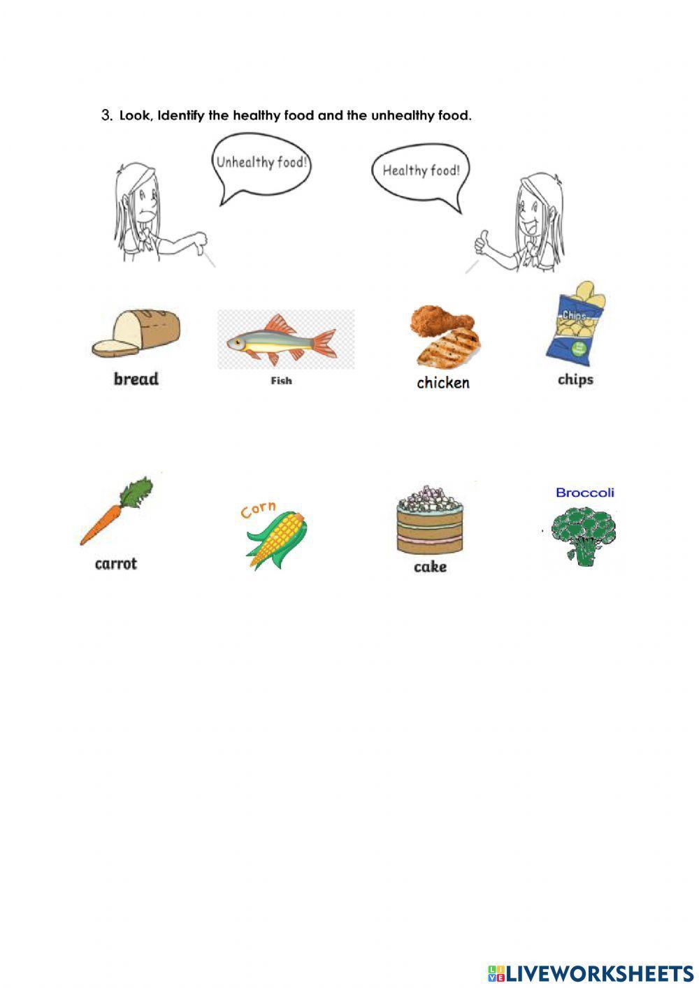 Healthy and unhealthy foods